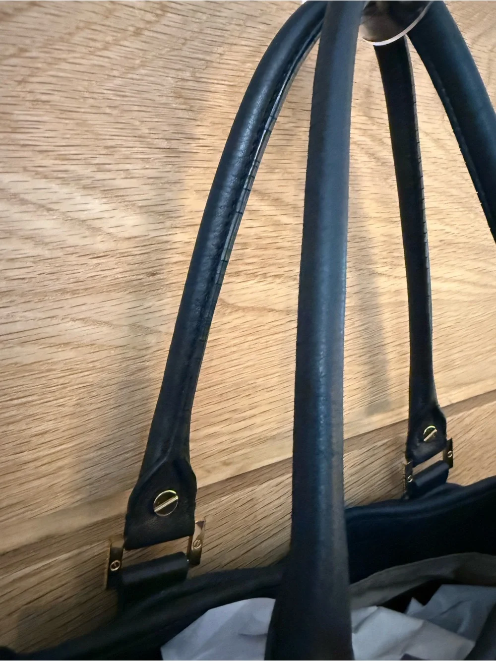 Tory Burch Amanda Hobo Bag Black Pebbled Leather Gold Logo Tote Handbag